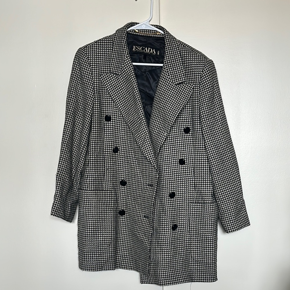 Escada Black and White Houndstooth Blazer
